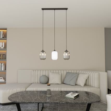 Lustr na lanku VERDI 3xE27/15W/230V černá/šedá/bílá