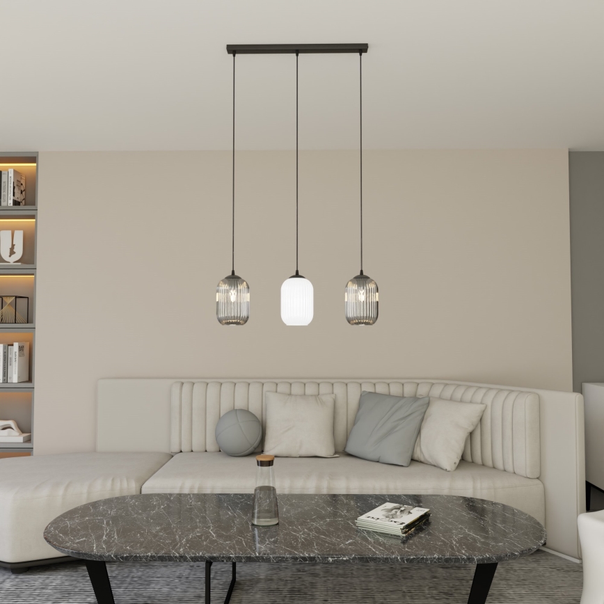 Lustr na lanku VERDI 3xE27/15W/230V černá/šedá/bílá
