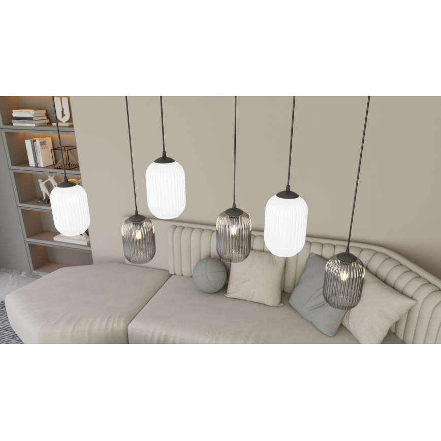Lustr na lanku VERDI 3xE27/15W/230V černá/šedá/bílá