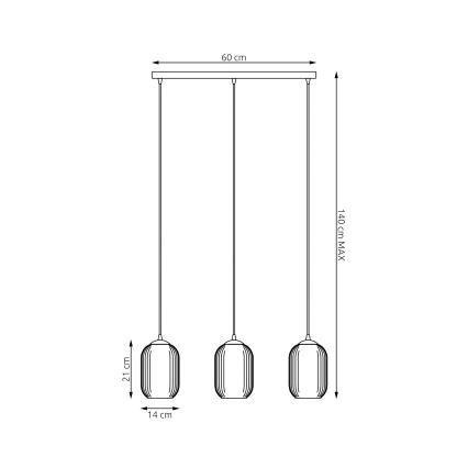 Lustr na lanku VERDI 3xE27/15W/230V černá/šedá/bílá