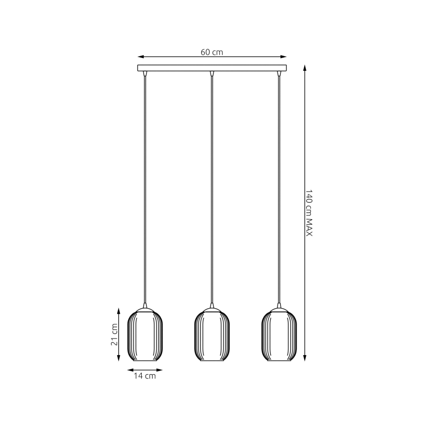 Lustr na lanku VERDI 3xE27/15W/230V černá/šedá/bílá