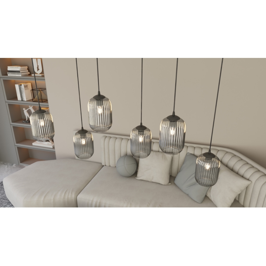Lustr na lanku VERDI 3xE27/15W/230V černá/šedá