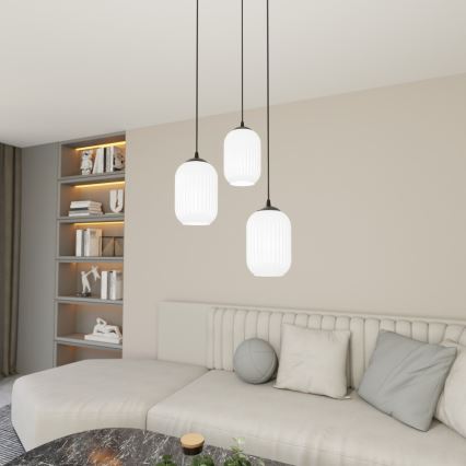 Lustr na lanku VERDI 3xE27/15W/230V pr. 30 cm černá/bílá