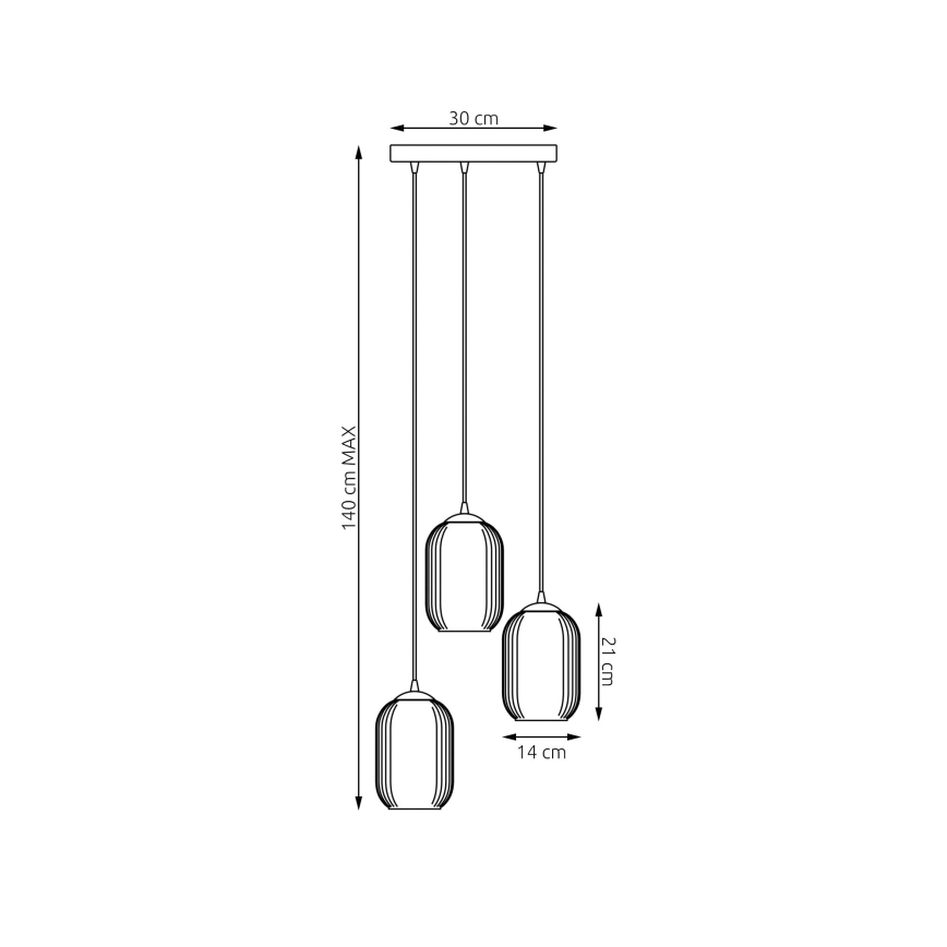 Lustr na lanku VERDI 3xE27/15W/230V pr. 30 cm černá/šedá/bílá