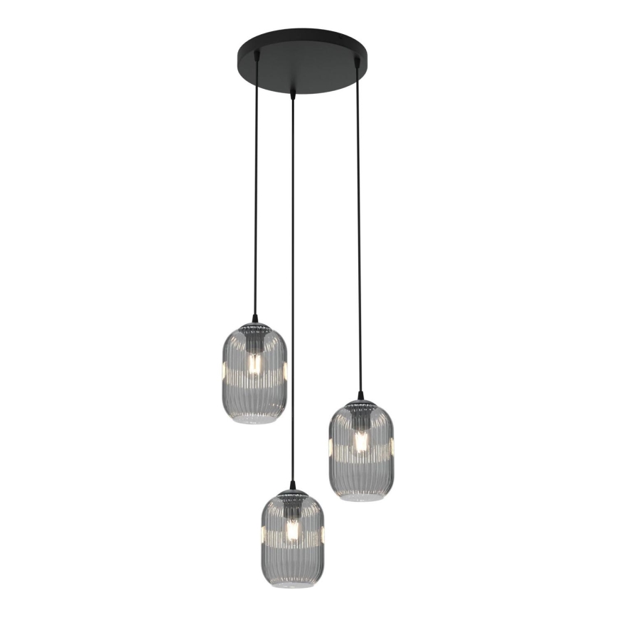 Lustr na lanku VERDI 3xE27/15W/230V pr. 30 cm černá/šedá
