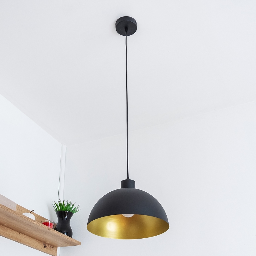 Lustr na lanku VESPER 1xE27/15W/230 pr. 30 cm černá/zlatá