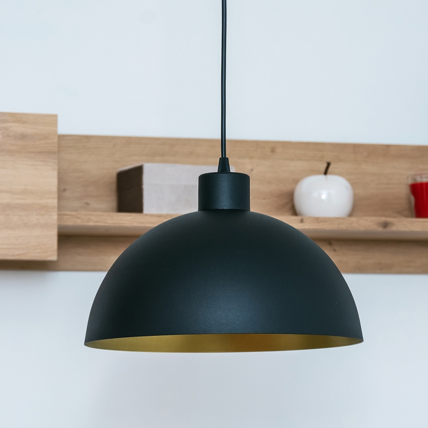 Lustr na lanku VESPER 1xE27/15W/230 pr. 30 cm černá/zlatá