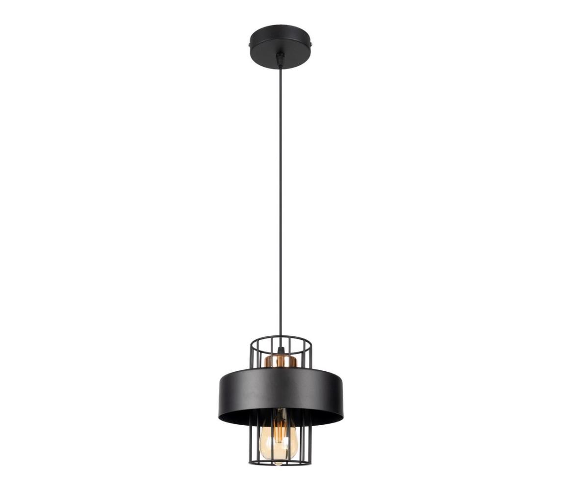 Belis Lustr na lanku VEST 1xE27/60W/230V černá/měděná BE0716