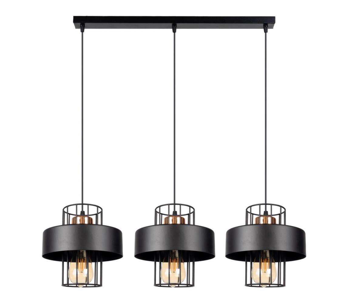 Belis Lustr na lanku VEST 3xE27/60W/230V černá/měděná BE0718