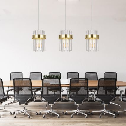 Lustr na lanku VETRO 3xE14/10W/230V zlatá