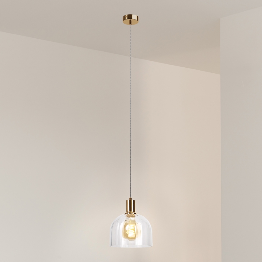 Lustr na lanku VIVE 1xE27/15W/230V zlatá