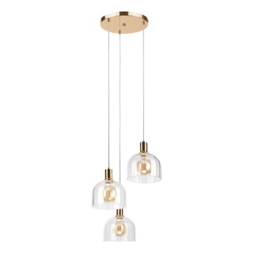 Lustr na lanku VIVE 3xE27/15W/230V zlatá