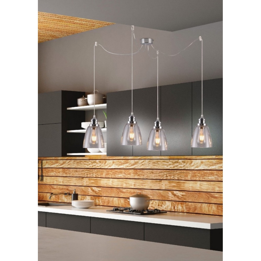 Lustr na lanku VOICE 4xE27/40W/230V pavouk