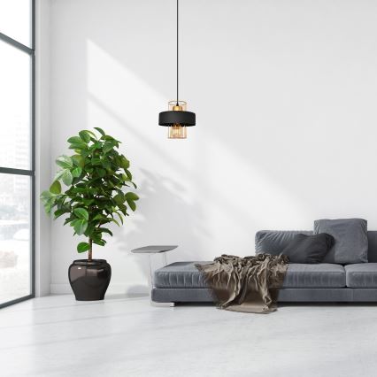 Lustr na lanku VOLTA 1xE27/15W/230V černá/rose gold
