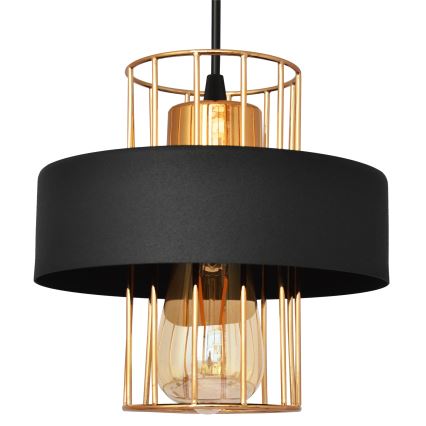 Lustr na lanku VOLTA 1xE27/15W/230V černá/rose gold