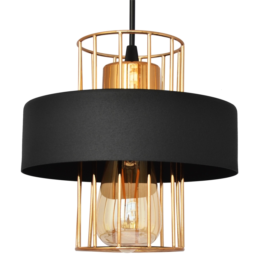 Lustr na lanku VOLTA 1xE27/15W/230V černá/rose gold