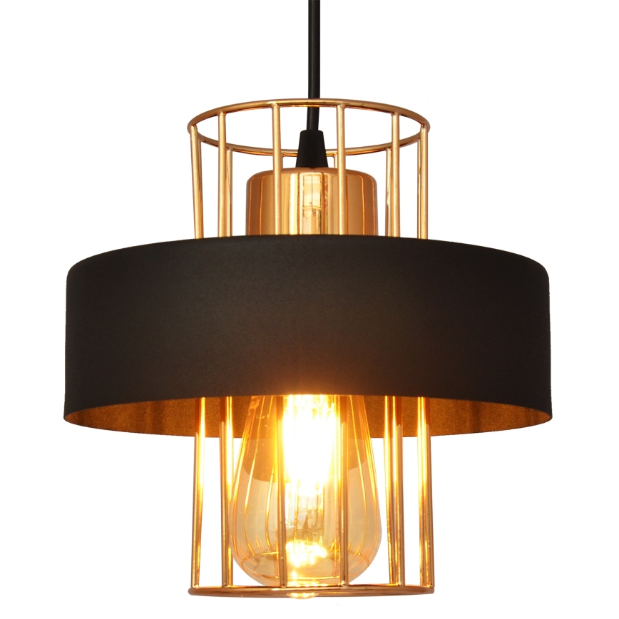 Lustr na lanku VOLTA 1xE27/15W/230V černá/rose gold
