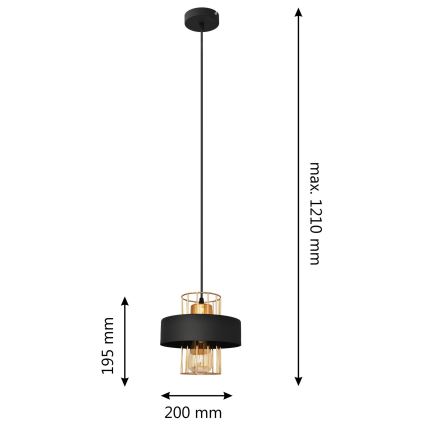 Lustr na lanku VOLTA 1xE27/15W/230V černá/rose gold