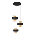Lustr na lanku VOLTA 3xE27/15W/230V černá/rose gold