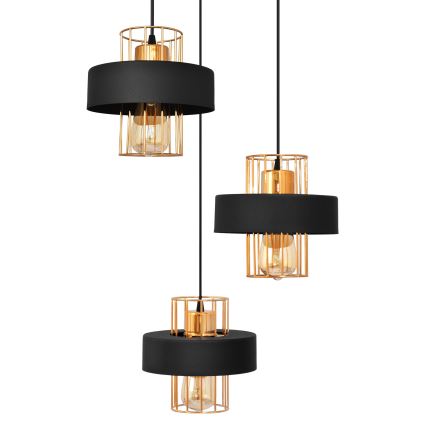 Lustr na lanku VOLTA 3xE27/15W/230V černá/rose gold