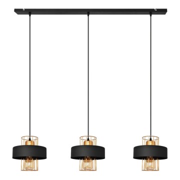 Lustr na lanku VOLTA 3xE27/15W/230V černá/rose gold