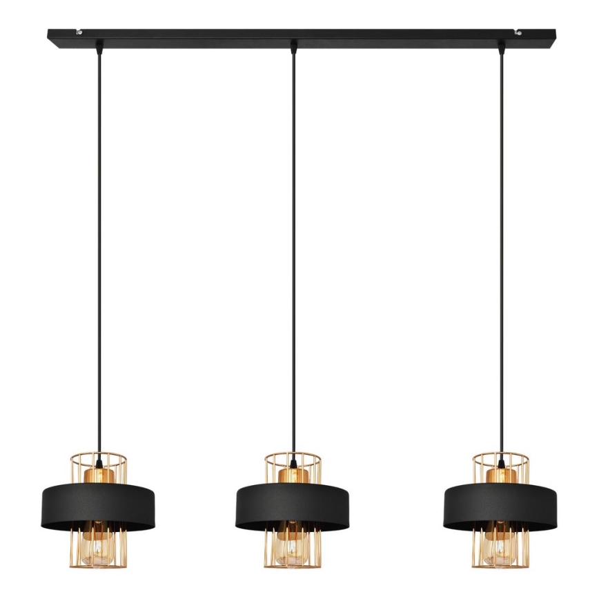 Lustr na lanku VOLTA 3xE27/15W/230V černá/rose gold
