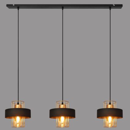 Lustr na lanku VOLTA 3xE27/15W/230V černá/zlatá