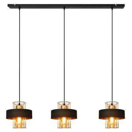 Lustr na lanku VOLTA 3xE27/15W/230V černá/zlatá