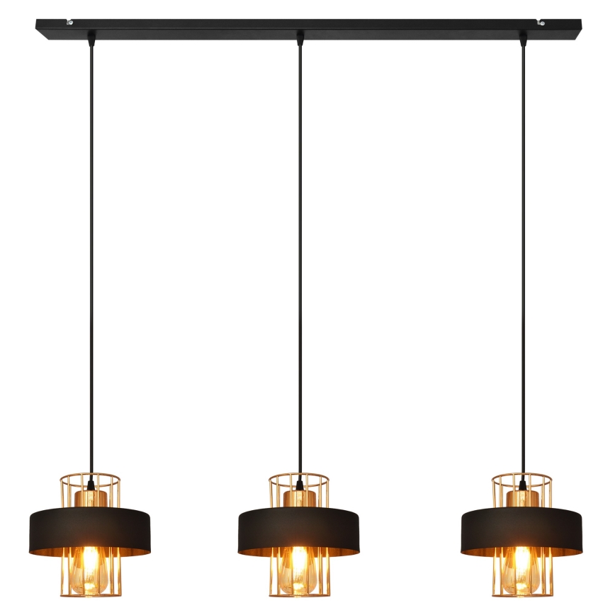 Lustr na lanku VOLTA 3xE27/15W/230V černá/zlatá