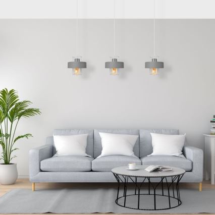 Lustr na lanku VOLTA 3xE27/15W/230V šedá