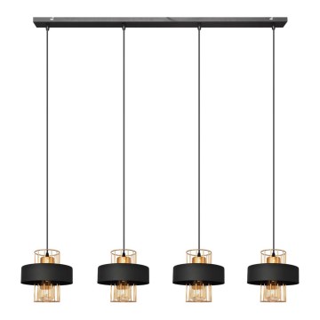 Lustr na lanku VOLTA 4xE27/15W/230V černá/rose gold
