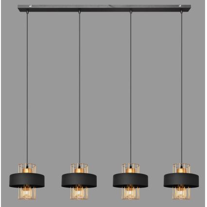 Lustr na lanku VOLTA 4xE27/15W/230V černá/rose gold