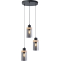Lustr na lanku WOODNEST 3xE27/15W/230V borovice/kouřová černá