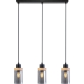 Lustr na lanku WOODNEST 3xE27/15W/230V borovice/kouřová černá
