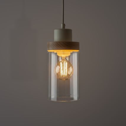 Lustr na lanku WOODNEST 3xE27/15W/230V borovice/krémová