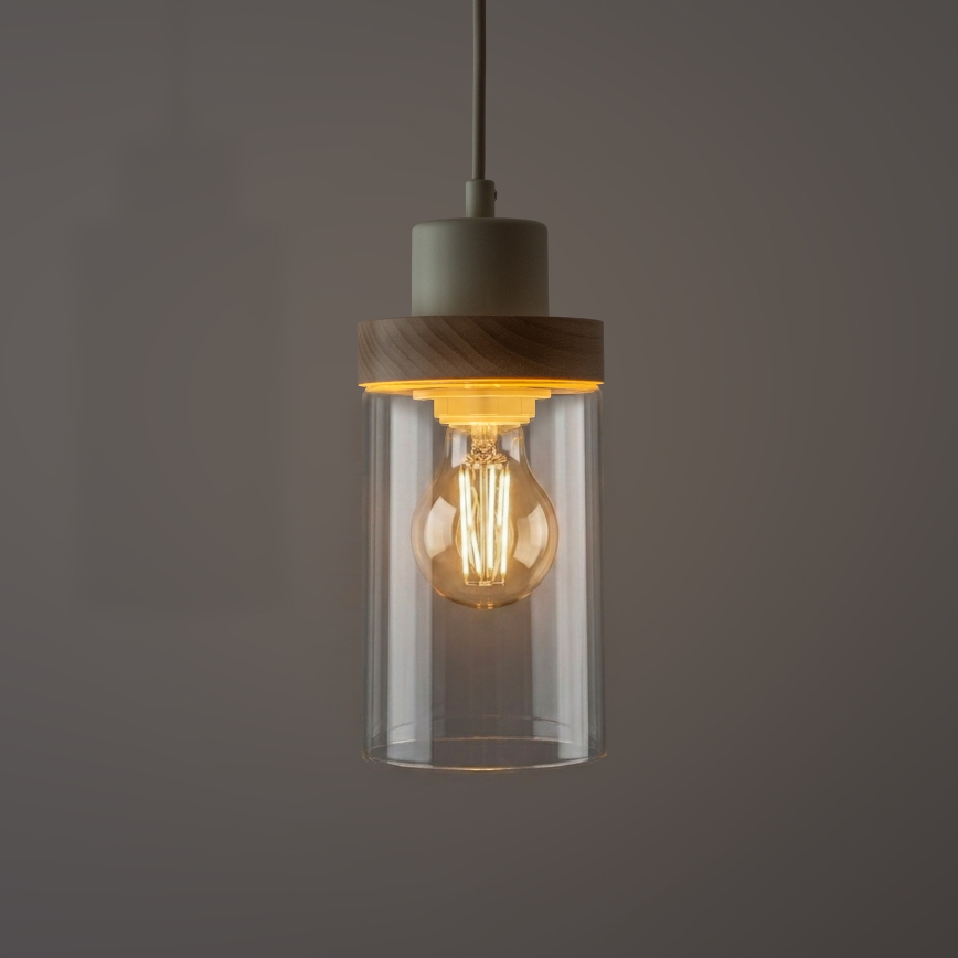 Lustr na lanku WOODNEST 3xE27/15W/230V borovice/krémová