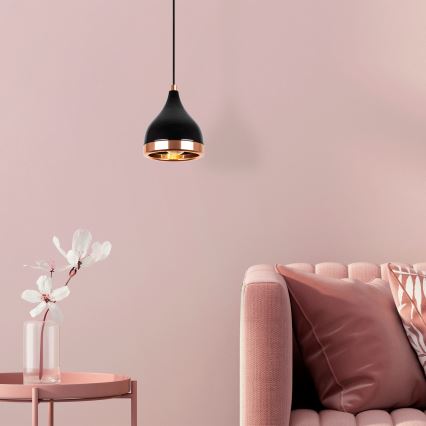 Lustr na lanku YILDO 1xE27/40W/230V černá/měděná