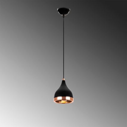 Lustr na lanku YILDO 1xE27/40W/230V černá/měděná