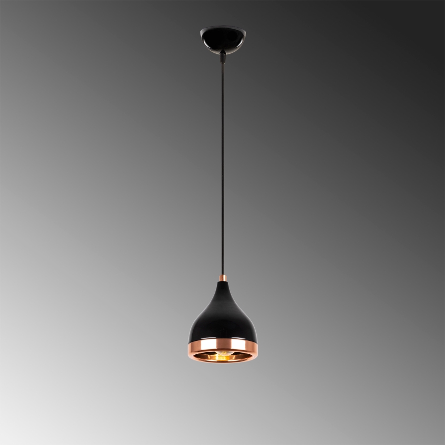 Lustr na lanku YILDO 1xE27/40W/230V černá/měděná