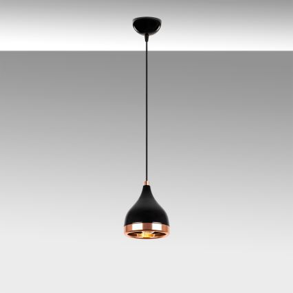 Lustr na lanku YILDO 1xE27/40W/230V černá/měděná