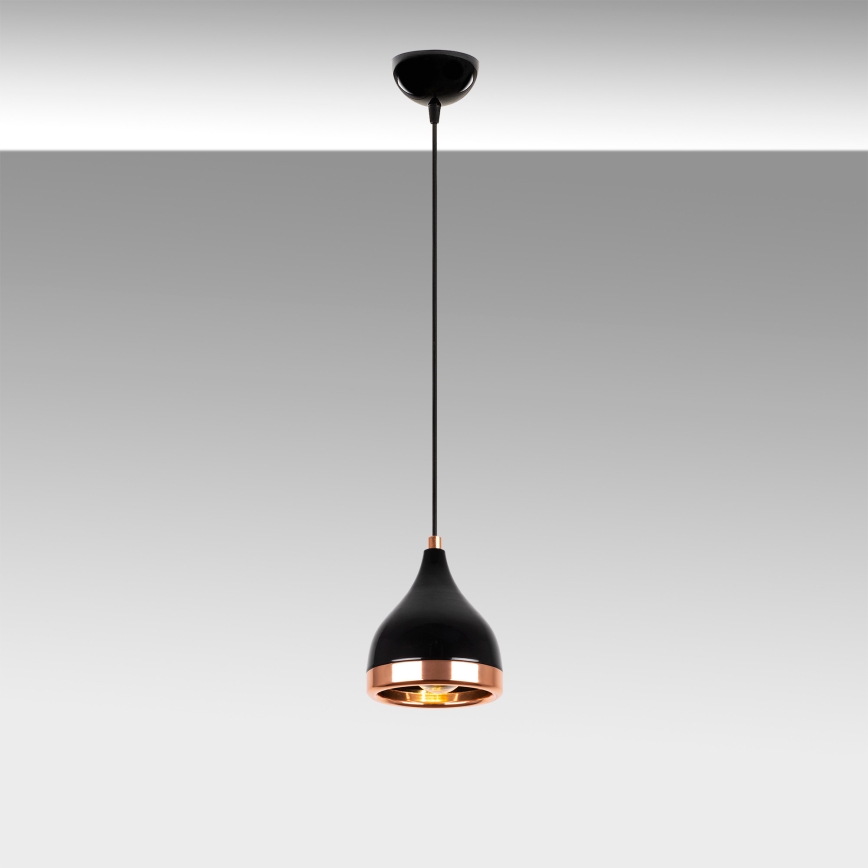 Lustr na lanku YILDO 1xE27/40W/230V černá/měděná