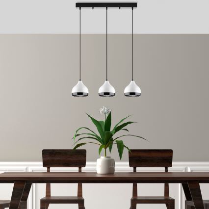 Lustr na lanku YILDO 3xE27/40W/230V bílá/černá