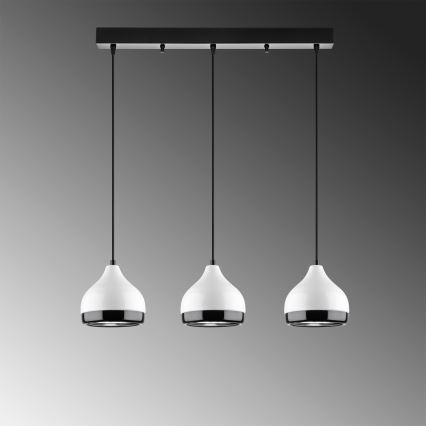 Lustr na lanku YILDO 3xE27/40W/230V bílá/černá