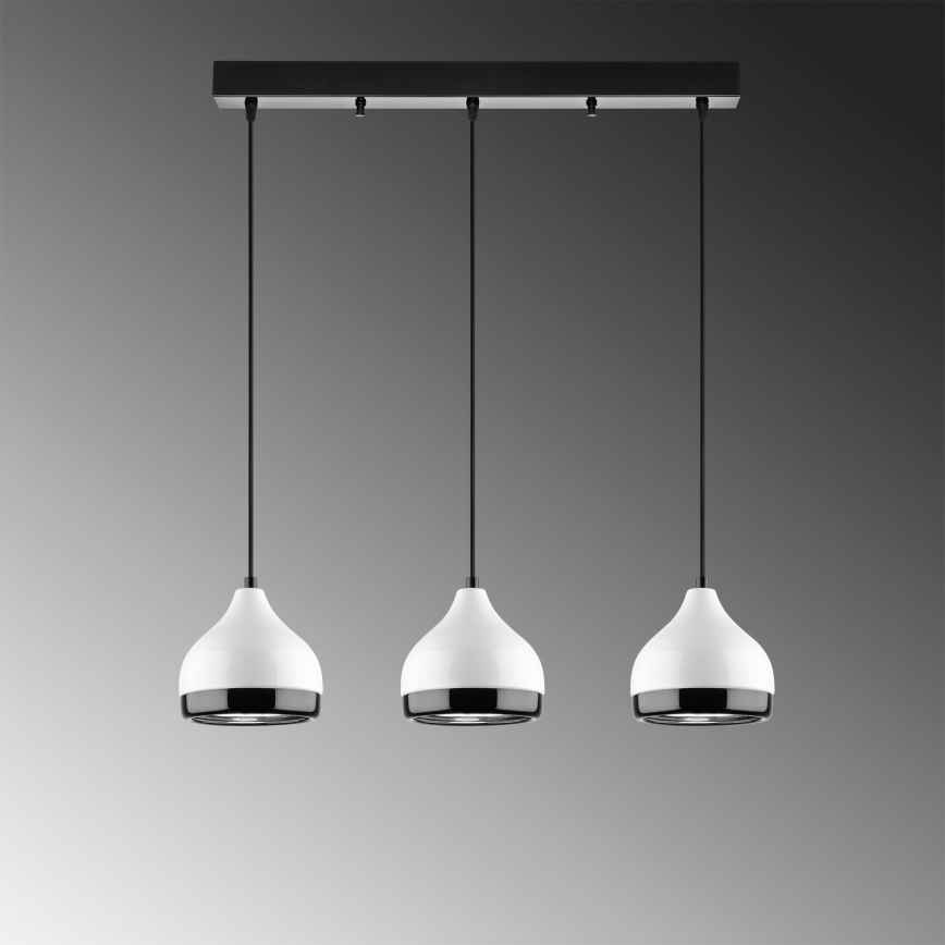 Lustr na lanku YILDO 3xE27/40W/230V bílá/černá