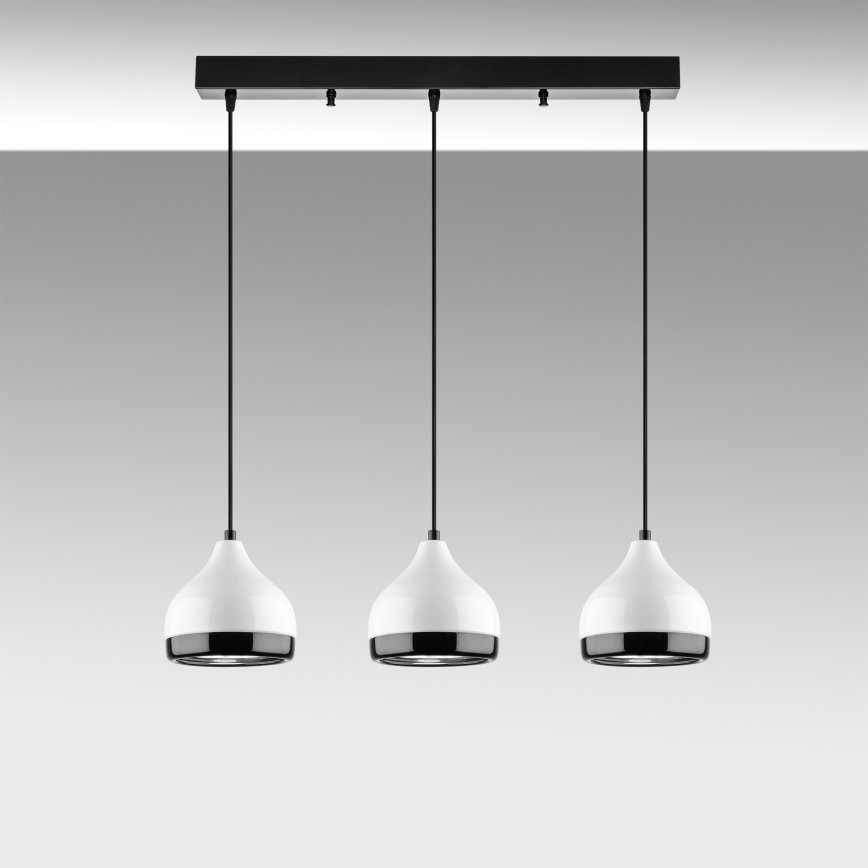 Lustr na lanku YILDO 3xE27/40W/230V bílá/černá