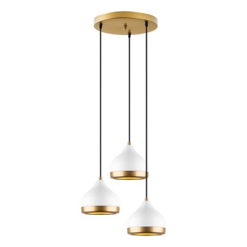 Lustr na lanku YILDO 3xE27/40W/230V bílá/zlatá