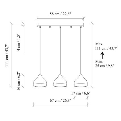 Lustr na lanku YILDO 3xE27/40W/230V bílá/zlatá