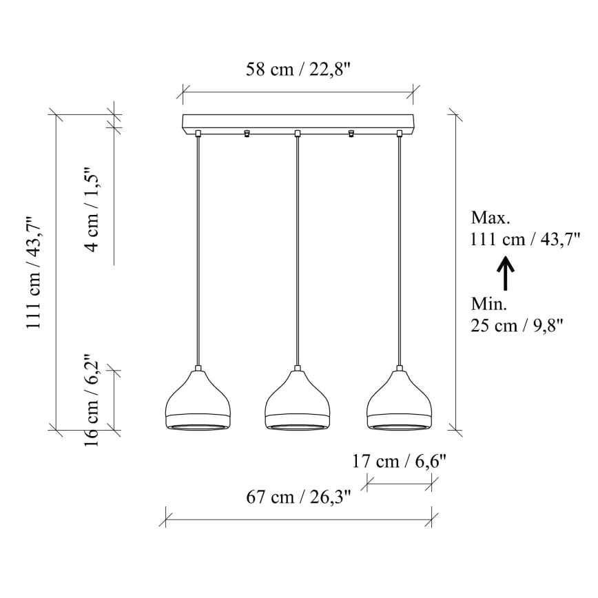 Lustr na lanku YILDO 3xE27/40W/230V bílá/zlatá