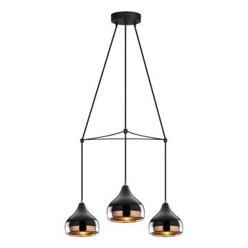 Lustr na lanku YILDO 3xE27/40W/230V černá/měděná