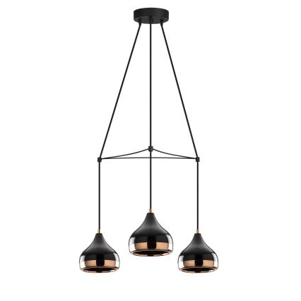 Lustr na lanku YILDO 3xE27/40W/230V černá/měděná